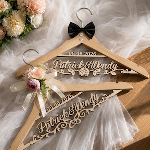 Personalized Wedding Hanger | Custom Name & Date Hanger | Bridal, Groom, Bridesmaid, Maid of Honor, Graduation Gift
