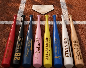 Mini mazza da baseball personalizzata da 45 cm (18"), mazza in legno personalizzata con nome, logo e numero incisi, mini mazze personalizzate per allenamento, regalo per il baseball.