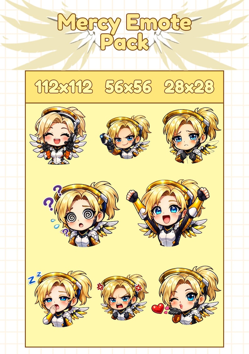 Mercy Expression Mercy Emotes, Overwatch Chibi Emojis for Twitch, Discord, & Youtube ...