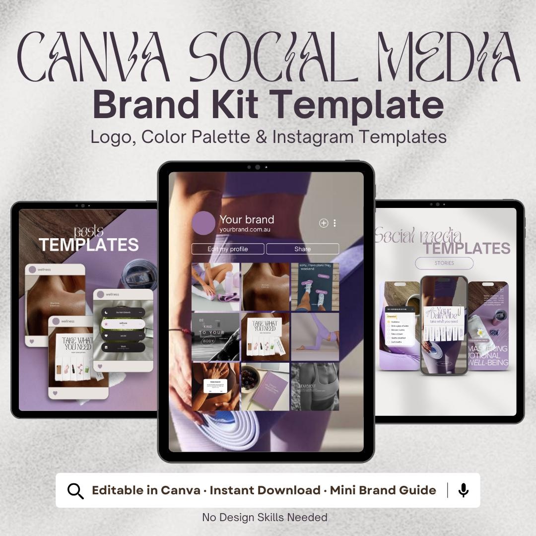 Social Media Brand Kit Canva Template | Logo, Color Palette & Instagram ...