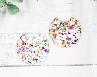 Clear Holographic Semi Circle Acrylic Earring Blanks - Jewelry Findings