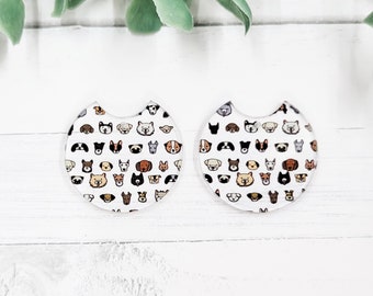 Mini Dog Faces Semi Circle Clear Acrylic Earring Blanks - Jewelry Findings