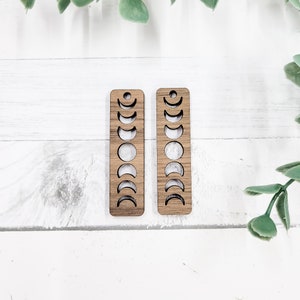 Moon Phases Wooden Bar Earring Blanks - Jewelry Findings