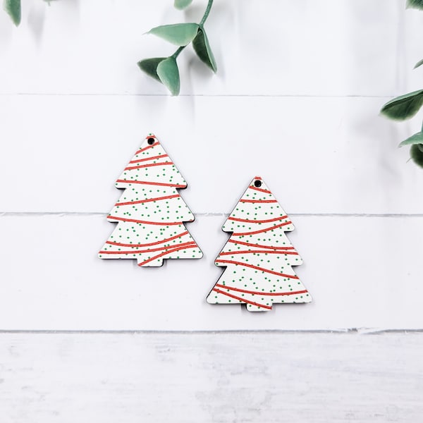 1.5" Christmas Tree Shaped Wood Earring Blanks - Jewelry Findings