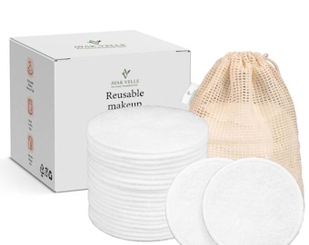 Reusable Bamboo Cotton Makeup Remover Pads- Eco- Friendly Facial Cleansing (25 Pack)