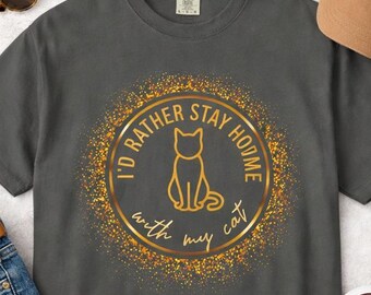 Camiseta para amantes de los gatos, prefiero quedarme en casa con mi gato.