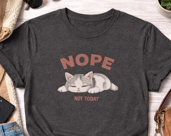 No, hoy no. Camiseta de gato / Camiseta para mujer y niño