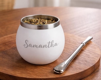 Mate con Bombilla personalizado, Nombre personalizado Yerba Mate Gourd.