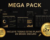 Paquete Plantillas Excel Modo Oscuro | Control de Gastos con Gráficos + Presupuesto Mensual/Anual + Manual PDF | Finanzas Personales