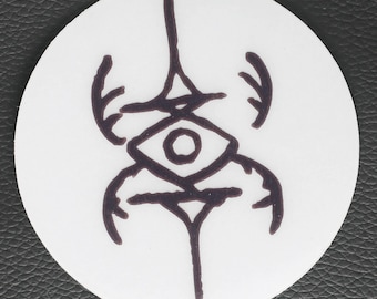 Adhesivo estático transparente para ventana de 3" con el símbolo de Abaddon, extraíble y reutilizable.