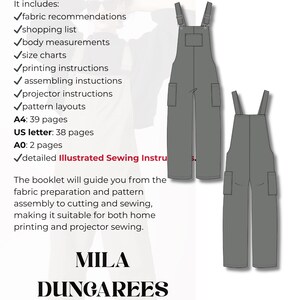 Mila Overalls Sewing Pattern | Relaxed Fit Dungarees PDF | Minimal Utility Jumpsuit image 4
