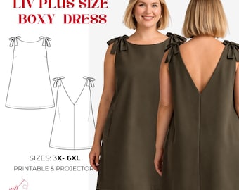 Liv Plus Size Boxy Dress Sewing Pattern | Minimal A-Line Mini (PDF)