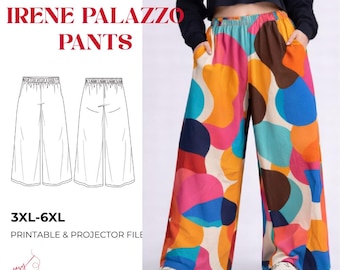 Patrón de costura para pantalones palazzo de pierna ancha Irene Curve / Pantalones de talla grande