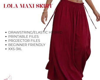 Lola Maxi Skirt PDF Pattern, 2-in-1 Convertible Dress, Boho Flowy Style