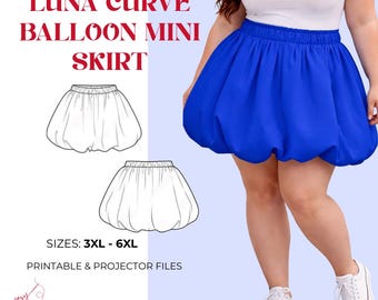 Naaipatroon Luna Curve ballonminirok | Statementrok grote maten (pdf-download)