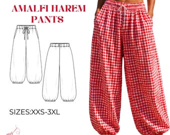 Amalfi Harem Pants Sewing Pattern | Balloon Leg, Drawstring, Pockets (PDF Download)