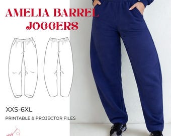 Patrón de costura para pantalones deportivos de pierna ancha / Pantalones de estar por casa modernos / XXS-6XL (PDF)