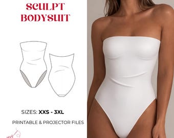 Patrón de costura para body esculpido: traje de baño sin tirantes para principiantes (PDF, tallas XXS-3XL)