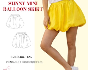 Sunny Balloon Mini Skirt Sewing Pattern | Bubble Skirt PDF (A4/A0/Projector)