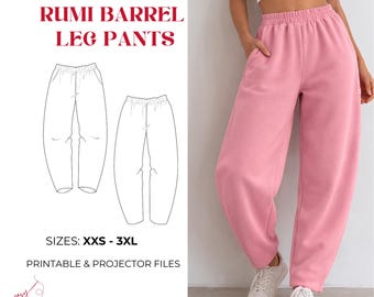 Patrón de costura para pantalones de pierna ancha Rumi / Pantalones con cintura elástica (Descargar PDF)