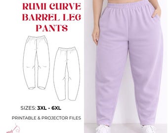 Patrón de costura para pantalones de barril Rumi Curve / Pantalones holgados de talla grande (PDF)