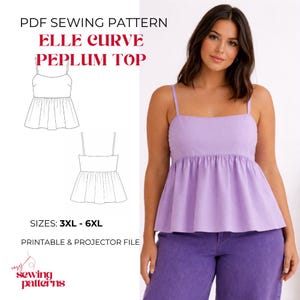 Elle Curve Peplum-topp – Sömnadsmönster | Plus Size Loose Fit Cam-topp (PDF-nedladdning)