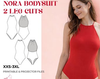 Patrón de costura para traje de baño Nora con espalda abierta y corte alto (XXS-3XL)