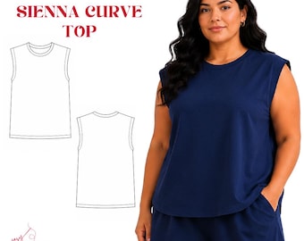 Patrón de costura en PDF para top sin mangas Sienna de tallas grandes / Top de punto estructurado sin mangas / Top para curvas 3XL-8XL