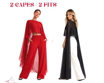 Sheer Cape Sewing Pattern | Cropped Overlay, Floor Length Fits (PDF Download)