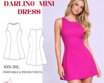 Patrón de costura en PDF para vestido mini corte A Darling / Vestido sin mangas