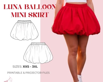 Patrón de costura para minifalda globo Luna / Falda burbuja de moda (Descarga PDF)