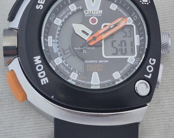Vintage Citizen Eco-Drive Promaster Diver Watch, Black Rubber Strap