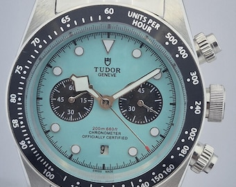 Vintage Tudor Blue Dial Black Sub Dial Chrono Men's Automatic Wrist Watch All Working