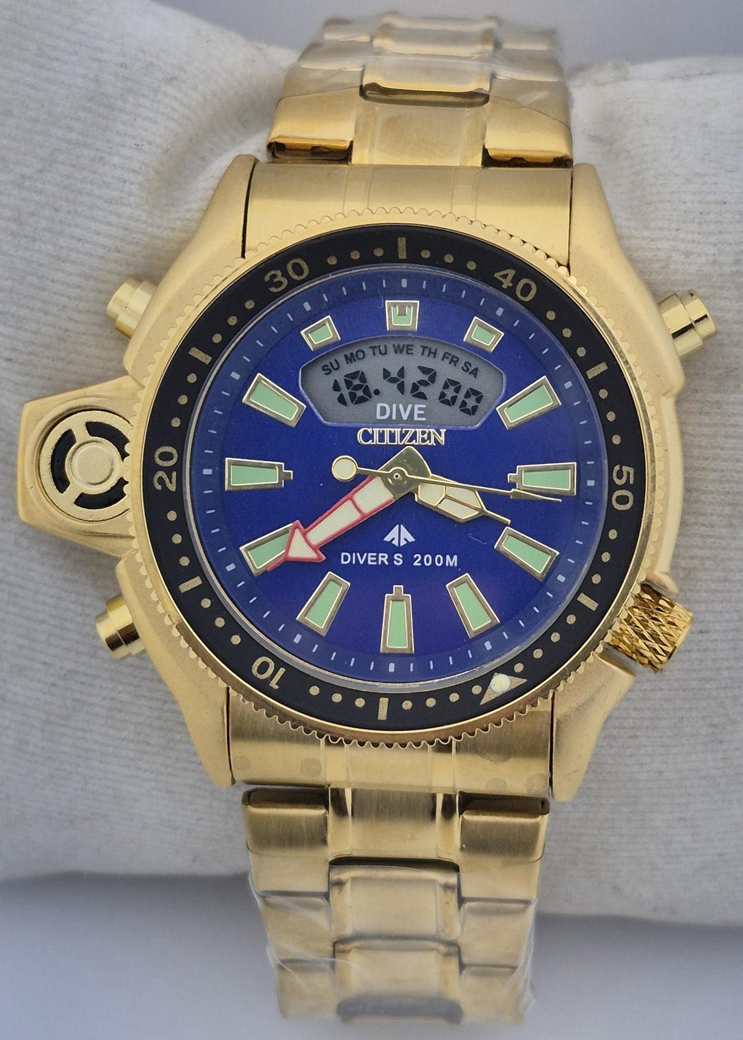 Gold Promaster Vintage Citizen Promaster Diver Watch: Gold-tone Ana-digi, Blue Dial - Etsy