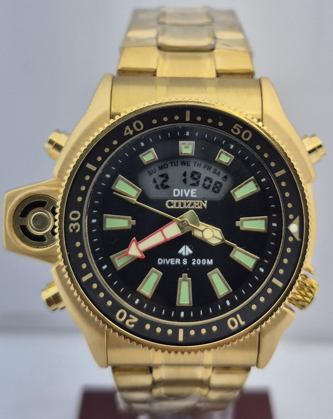 Gold Promaster Vintage Citizen Promaster Diver Watch: Gold-tone Ana-digi, Black Dial ...