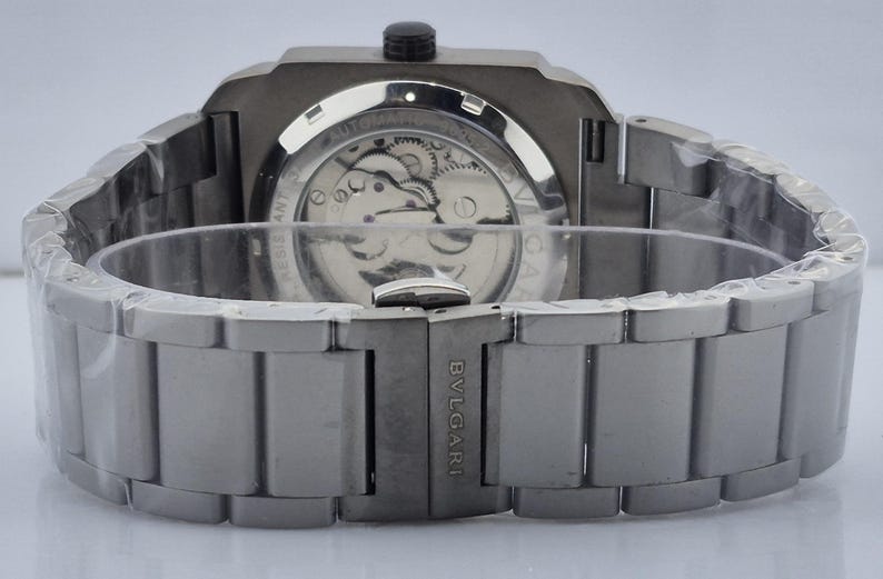 Bvlgari Skeleton Automatic Watch – Stainless Steel Octo Style Men's Blue Dial Mechanical Watch – Statement Designer Timepiece image 5