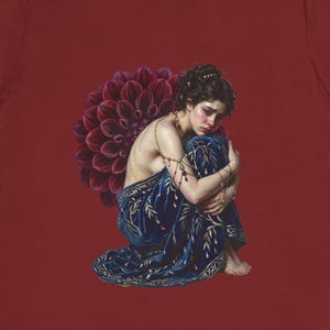 Victorian Woman with Dahlia Wings T-Shirt | Vintage Art Tee