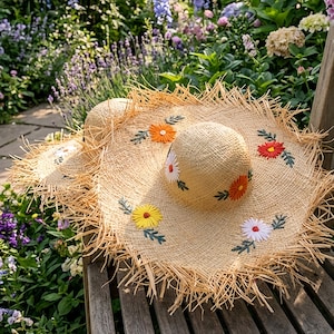 Floral Straw Hat - Etsy display picture 2