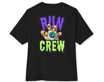 Graffiti Eyeball Run Crew Run Tee | Black Oversized Tee, Graffiti Run Design