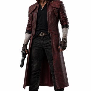 Leren Dante-jas DMC 5: rode cosplaygeul - duiveljagerkostuum