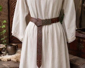 Embossed Viking PU Leather Belt, Celtic Renaissance Buckle Waistband, Medieval Knight Cosplay Accessory