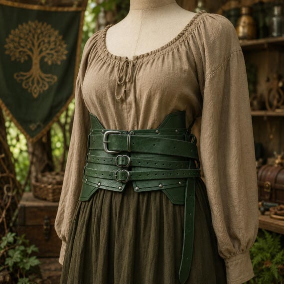 Leather Corset Belt, Wide Waist Cincher, Renaissance Armor, Handmade Steampunk Costume, Viking Larp Accessory, Underbust Corset, Unique Gift