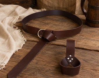 Medieval Leather Scabbard Belt Knight Renaissance LARP Costume Sword Holder Accessory