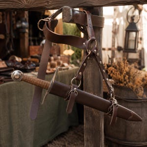 Medieval Sword Belt Harness, Viking Pirate Faux Leather Scabbard Holder, Renaissance Rapier Holster