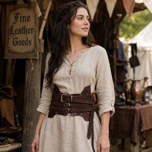 Leren korsetriem, brede tailleband, renaissancepantser, handgemaakt steampunkkostuum, Viking LARP-accessoire, onderbustecorset, uniek cadeau afbeelding 7