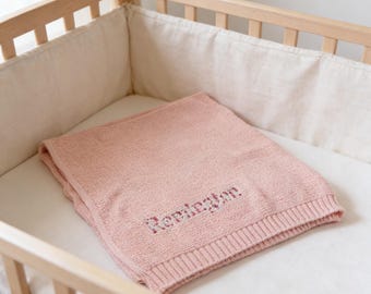Personalized Floral Baby Blanket, Embroidered Name, Boho Nursery Decor