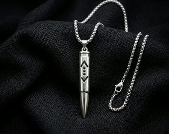 Stainless Steel Spike Pendant Necklace, Geometric Bar Charm, Unisex Modern Jewelry