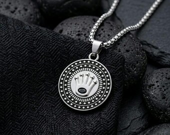 Stainless Steel Crown Pendant Necklace, Minimalist Royal Style Jewelry