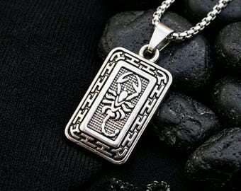 Scorpio Pendant Necklace, Stainless Steel Zodiac Jewelry, Vintage Gothic Statement, Unisex Astrology Gift