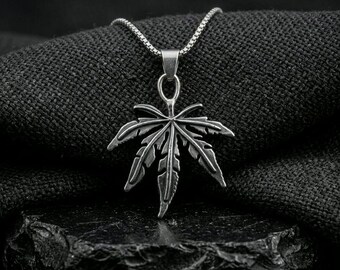 Stainless Steel Maple Leaf Pendant Necklace, Nature Lover Gift for Dad